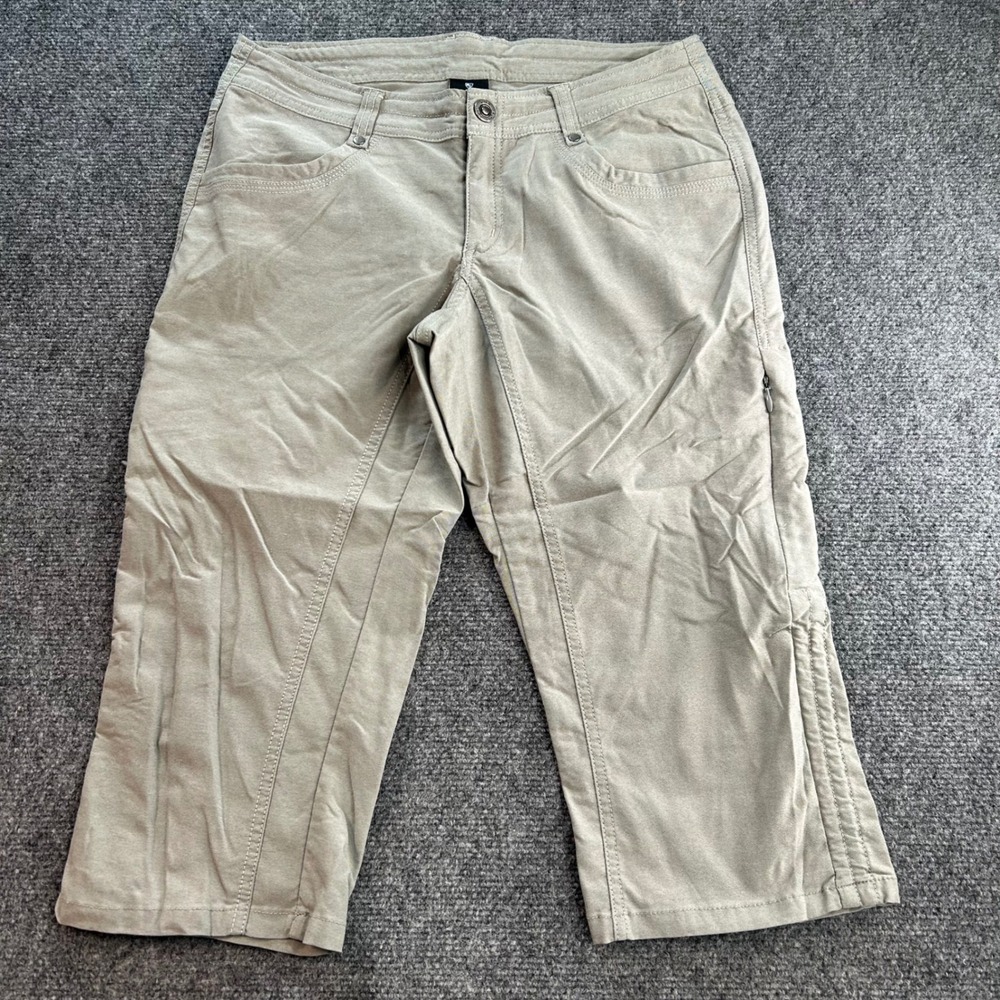Kuhl Capri Pants Women 6 Tan Hiking Outdoor Articulated Knee Utility Travel